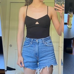 Black ribbed bodysuit from Forever 21.